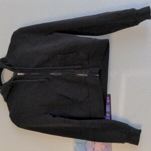 Brandy Melville Black Zip-up Crop Hoodie